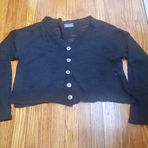 Figwood Rayon Cardigan Button Up Elegant Black Women's Cardigan Sz M-L